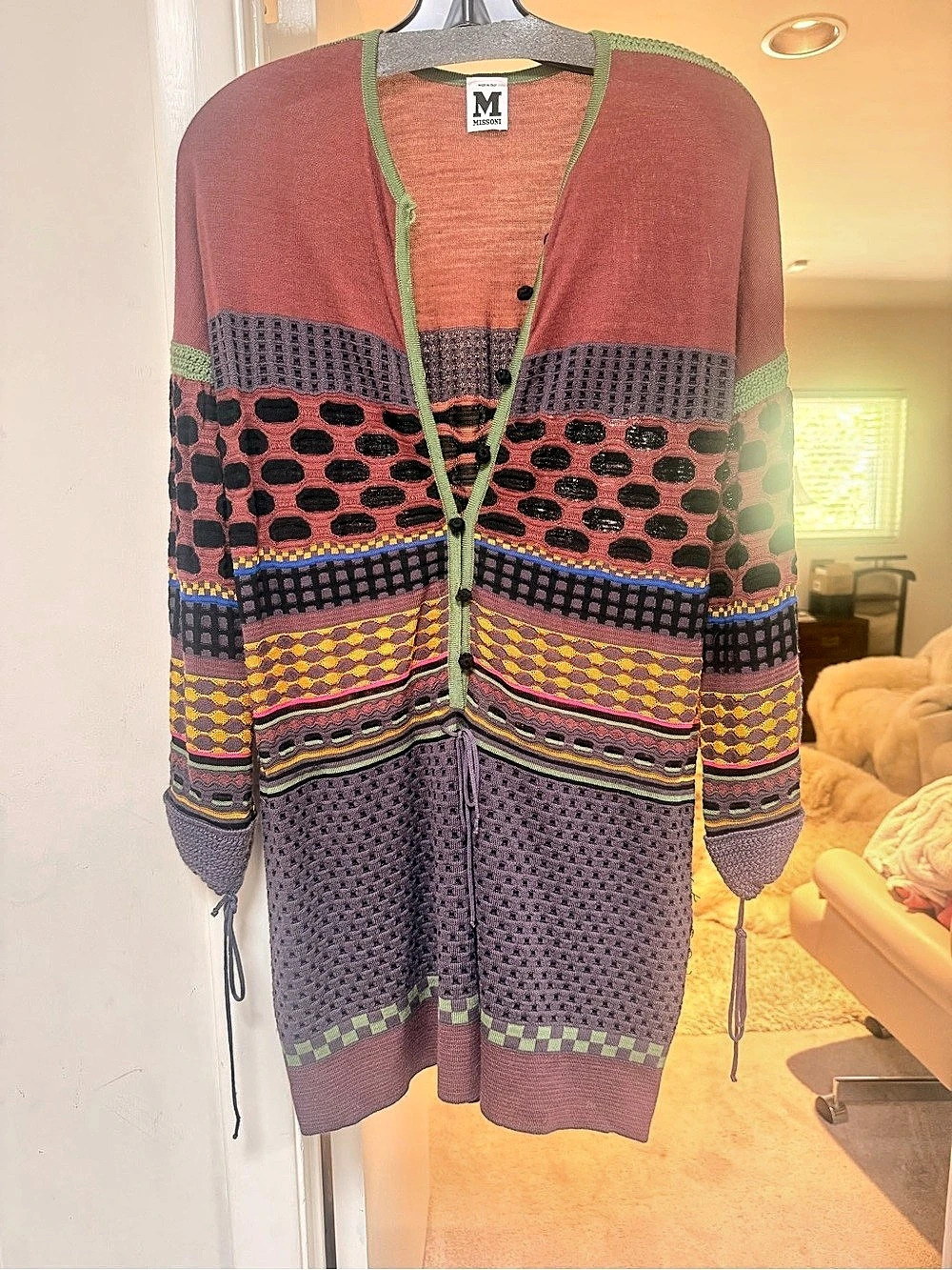 Missoni BDA901.J5 Patterned Wool Cardigan Size Medium Like New